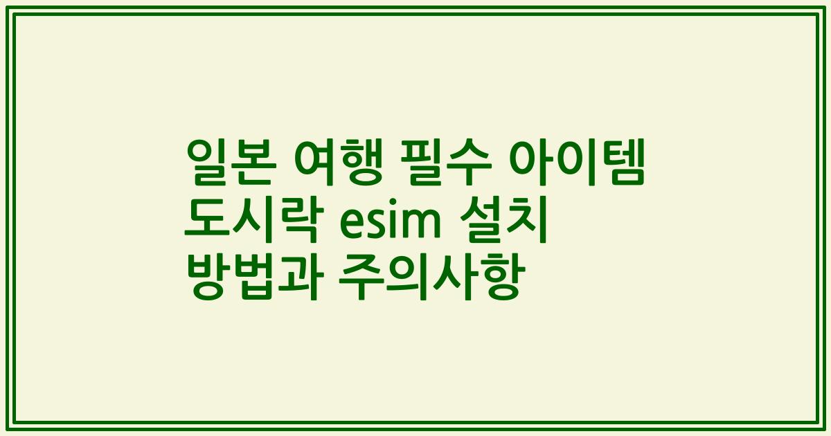 일본 여행 필수 아이템 도시락 esim 설치 방법과 주의사항